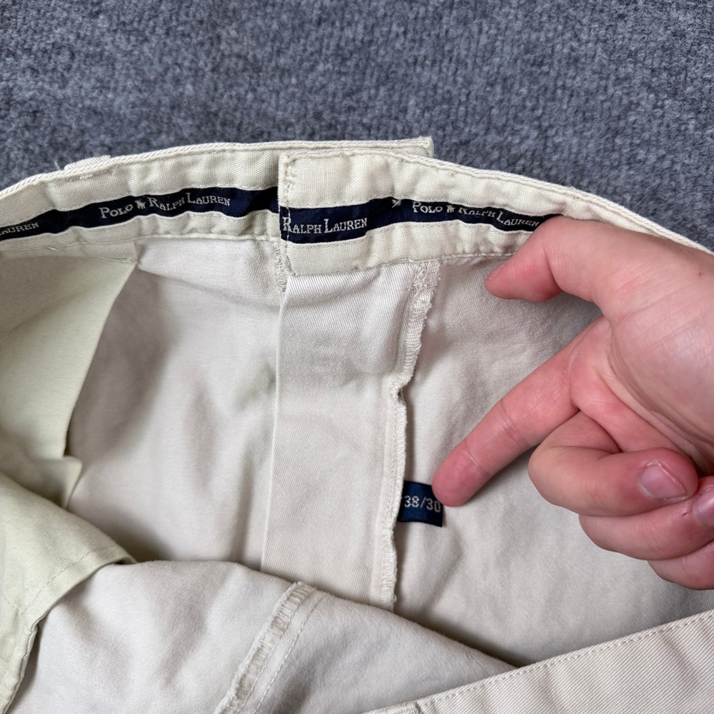 Vintage Polo Ralph Lauren Andrew Pants Mens 38x30 Beige Pleated Chino 90s - Picture 4 of 16